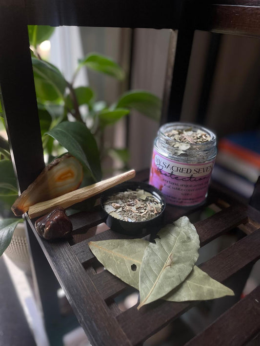 The herbs blended here all have a great significance when it comes to lending protection to one's self and our homes. Burned thoughtfully with the intention of safety, this incense can offer us a ward from the negativity surrounding us.